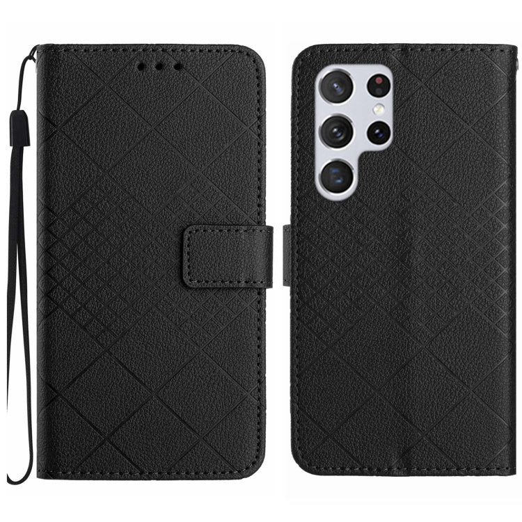 For Samsung Galaxy S25 Ultra 5G Rhombic Grid Texture Leather Phone Case(Black) - Galaxy S25 Ultra 5G Cases by buy2fix | Online Shopping UK | buy2fix