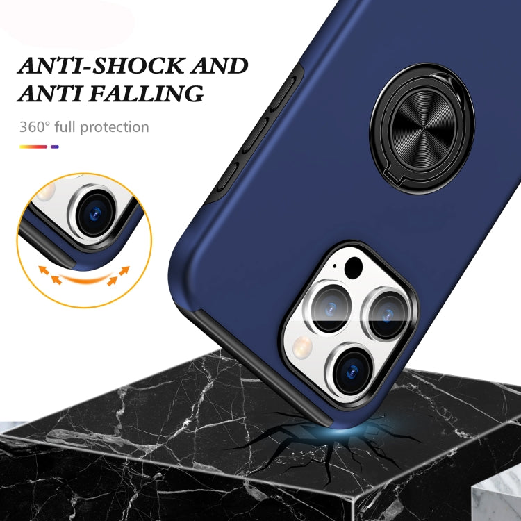 For iPhone 16 Pro Max Magnetic Ring Holder Phone Case(Navy Blue) - iPhone 16 Pro Max Cases by buy2fix | Online Shopping UK | buy2fix