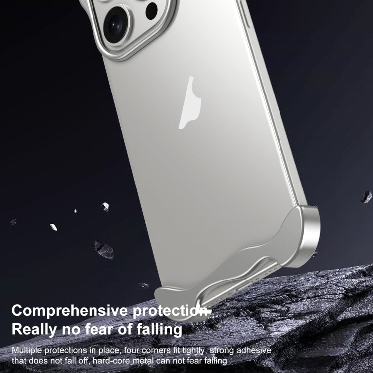 For iPhone 14 Pro Aromatherapy Alloy Frameless Phone Case(Silver) - iPhone 14 Pro Cases by buy2fix | Online Shopping UK | buy2fix