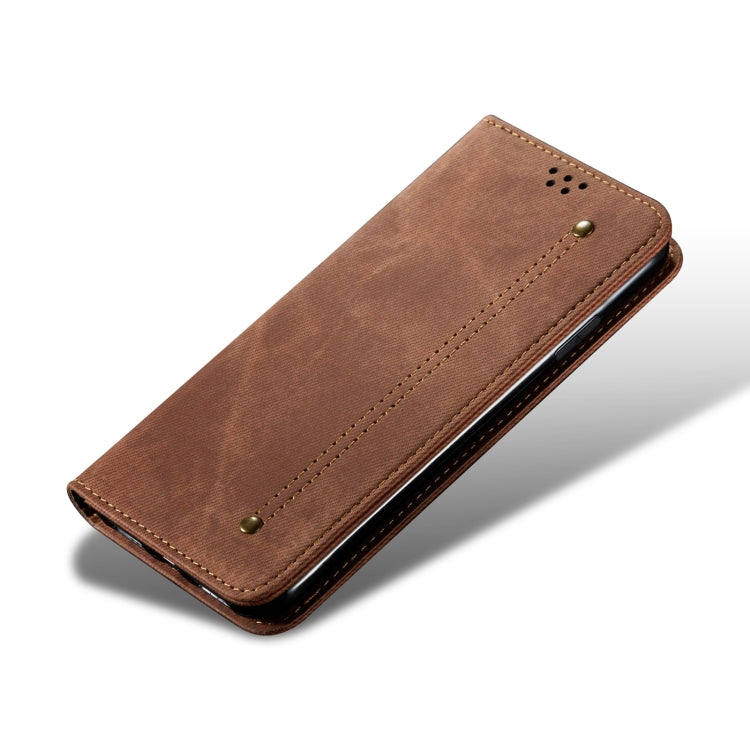 For Samsung Galaxy S25+ 5G Denim Texture Casual Style Horizontal Flip Leather Case(Brown) - Galaxy S25+ 5G Cases by buy2fix | Online Shopping UK | buy2fix