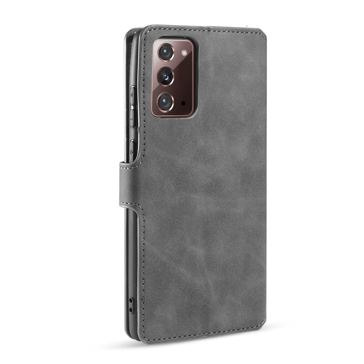 For Samsung Galaxy Note20 DG.MING Retro Oil Side Horizontal Flip Case with Holder & Card Slots & Wallet(Gray) - Galaxy Note20 Cases by DG.MING | Online Shopping UK | buy2fix