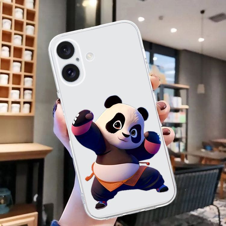 For iPhone 16 Colored Drawing Pattern Transparent TPU Phone Case(Panda) - iPhone 16 Cases by buy2fix | Online Shopping UK | buy2fix