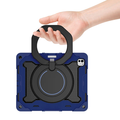 For iPad Pro 13 2024 Armor Portable Rotating Ring Holder Silicone Tablet Case with Pen Slot(Navy Blue) - iPad Pro 13 2024 Cases by buy2fix | Online Shopping UK | buy2fix