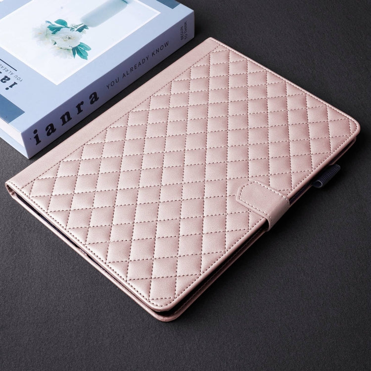 For Samsung Galaxy Tab S6 Lite 2024 Rhombus Lattice Leather Tablet Case(Rose Gold) - Tab S6 Lite P610 / P615 by buy2fix | Online Shopping UK | buy2fix