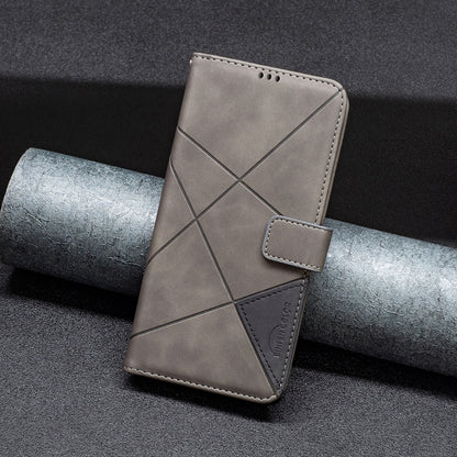 For Samsung Galaxy S25 Ultra 5G Magnetic Buckle Rhombus Texture Leather Phone Case(Grey) - Galaxy S25 Ultra 5G Cases by buy2fix | Online Shopping UK | buy2fix