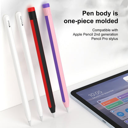 For Apple Pencil 2 / Pencil Pro Colorful Pencil Style Stylus Silicone Protective Case(Black Red) - Pencil Accessories by buy2fix | Online Shopping UK | buy2fix