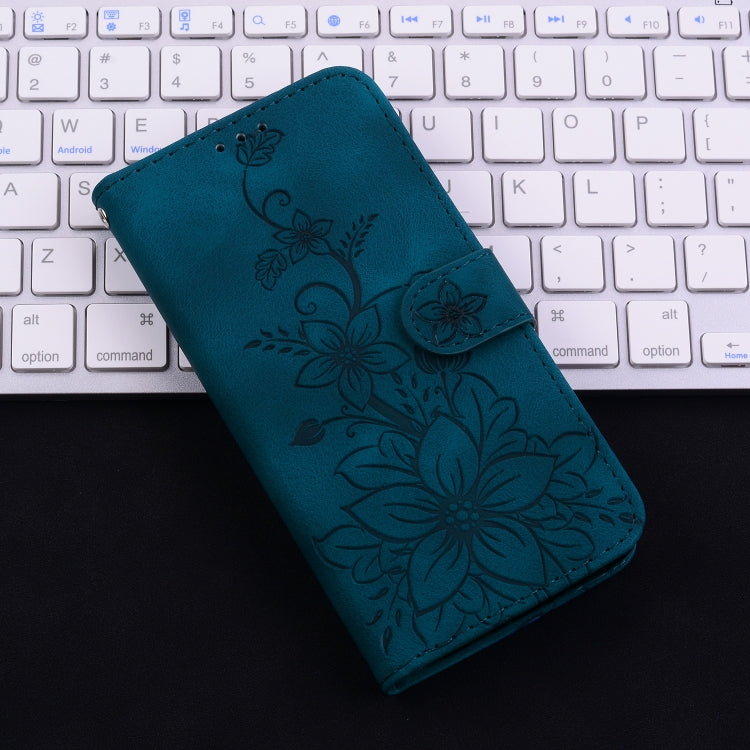 For Xiaomi Redmi K70 / K70 Pro Lily Embossed Leather Phone Case(Dark Blue) - K70 Cases by buy2fix | Online Shopping UK | buy2fix