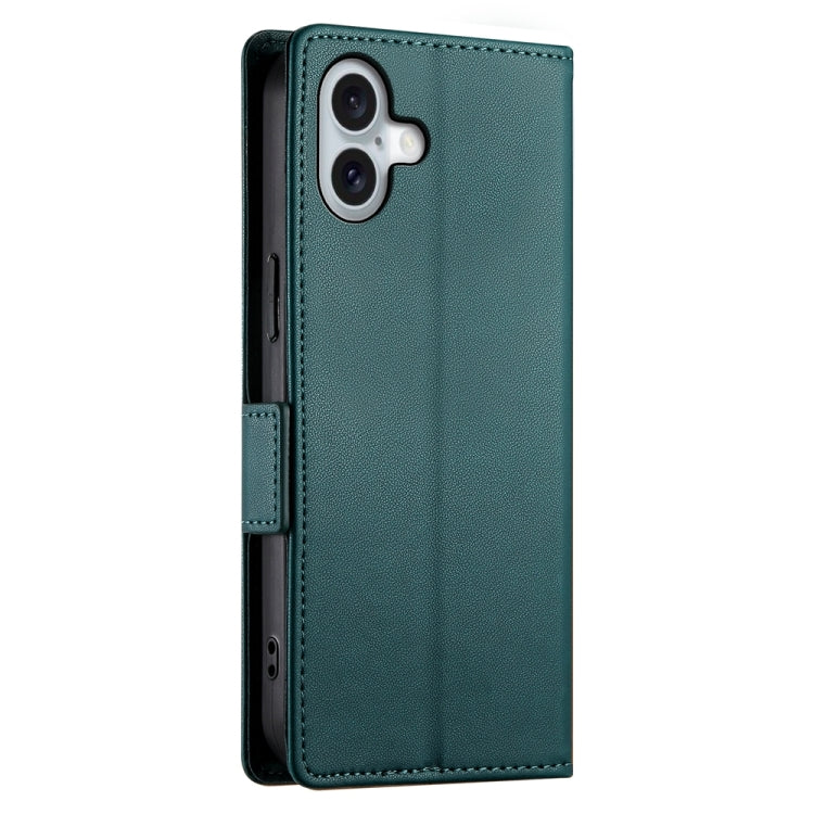 For iPhone 16 Plus Side Buckle Magnetic Frosted Leather Phone Case(Dark Green) - iPhone 16 Plus Cases by buy2fix | Online Shopping UK | buy2fix