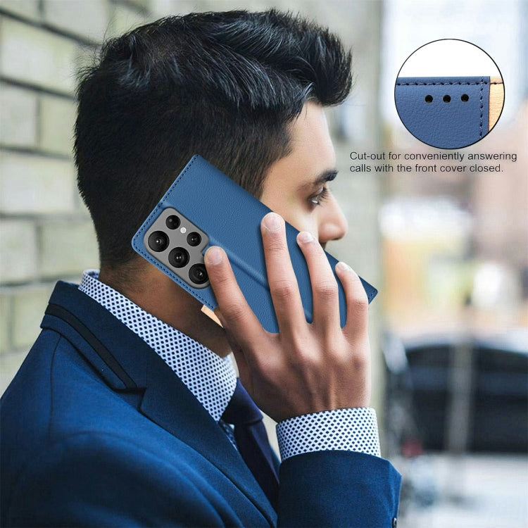 For Samsung Galaxy S25 Ultra 5G Color Matching RFID Anti-theft Leather Phone Case(Blue) - Galaxy S25 Ultra 5G Cases by buy2fix | Online Shopping UK | buy2fix