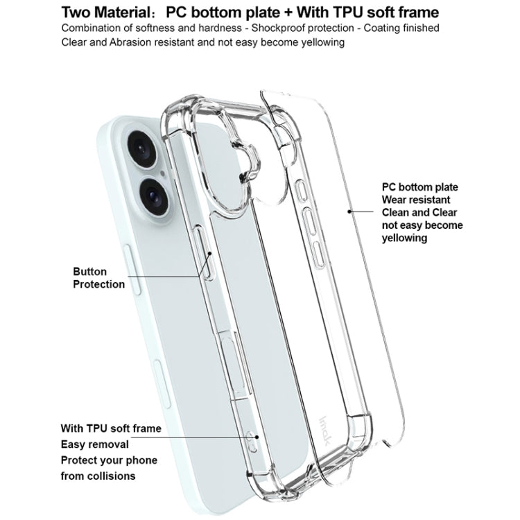 For iPhone 16 IMAK Space Shield PC + TPU Airbag Shockproof Phone Case(Transparent) - iPhone 16 Cases by imak | Online Shopping UK | buy2fix