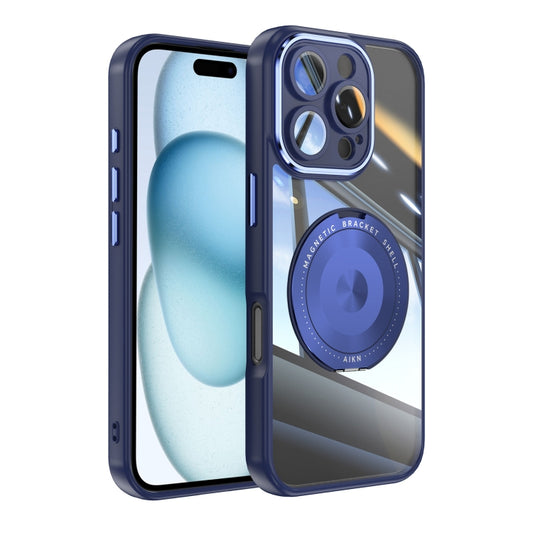 For iPhone 16 Pro 360 Holder Magsafe Acrylic Hybrid TPU Phone Case(Blue) - iPhone 16 Pro Cases by buy2fix | Online Shopping UK | buy2fix