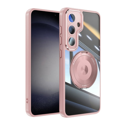 For Samsung Galaxy S25+ 5G 360 Holder MagSafe Acrylic Hybrid TPU Phone Case(Pink) - Galaxy S25+ 5G Cases by buy2fix | Online Shopping UK | buy2fix