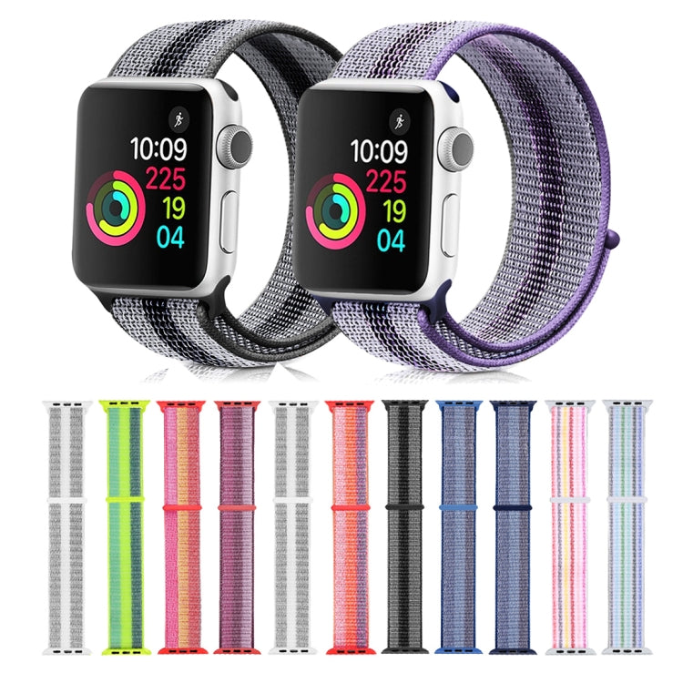 Nylon Loop Watch Band For Apple Watch Ultra 49mm&Watch Ultra 2 49mm / Series 9&8&7 45mm / SE 3&SE 2&6&SE&5&4 44mm / 3&2&1 42mm (Striped Black) - Watch Bands by buy2fix | Online Shopping UK | buy2fix