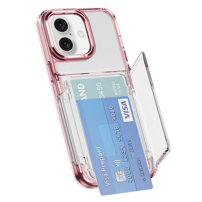 For iPhone 16 Plus Card Holder Acrylic Hybrid TPU Phone Case(Transparent Pink) - iPhone 16 Plus Cases by buy2fix | Online Shopping UK | buy2fix