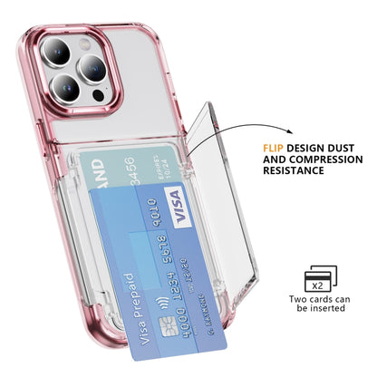 For iPhone 16 Plus Card Holder Acrylic Hybrid TPU Phone Case(Transparent Pink) - iPhone 16 Plus Cases by buy2fix | Online Shopping UK | buy2fix