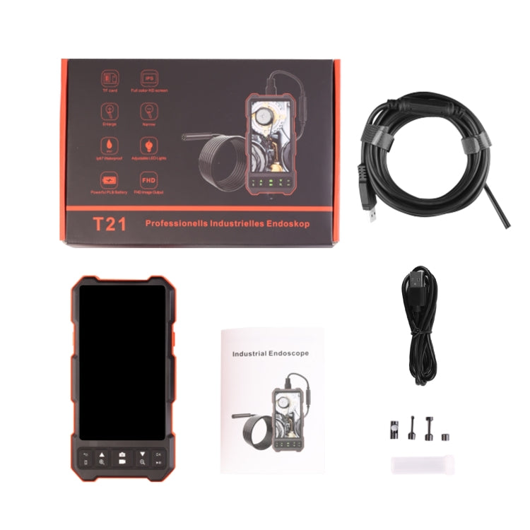 T21 4.5 inch IPS Color Screen 8mm Single Camera Split Hard Cable Industrial Endoscope, Length:3.5m(Black Red) -  by buy2fix | Online Shopping UK | buy2fix