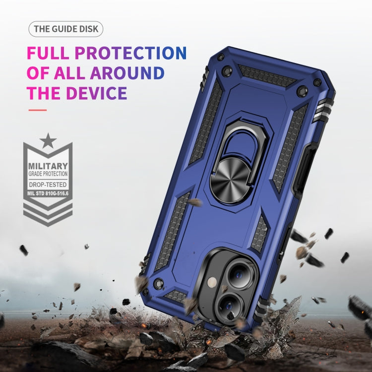 For iPhone 16 Shockproof TPU Hybrid PC Phone Case with Holder(Blue) - iPhone 16 Cases by buy2fix | Online Shopping UK | buy2fix