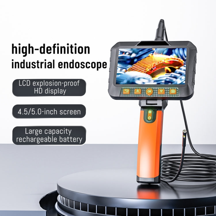 T27 5 inch IPS Color Screen 8mm Single Camera Handheld Hard Cable HD Industrial Endoscope, Length:10m(Orange Black) -  by buy2fix | Online Shopping UK | buy2fix