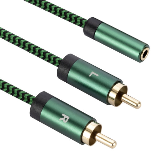 3.5mm Female to 2 RCA Male Audio Cable Amplifier Connector, Length:2m(Green) - RCA Cable by buy2fix | Online Shopping UK | buy2fix