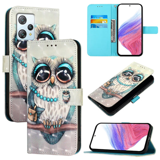 For Blackview A53 3D Painting Horizontal Flip Leather Phone Case(Grey Owl) - More Brand by buy2fix | Online Shopping UK | buy2fix