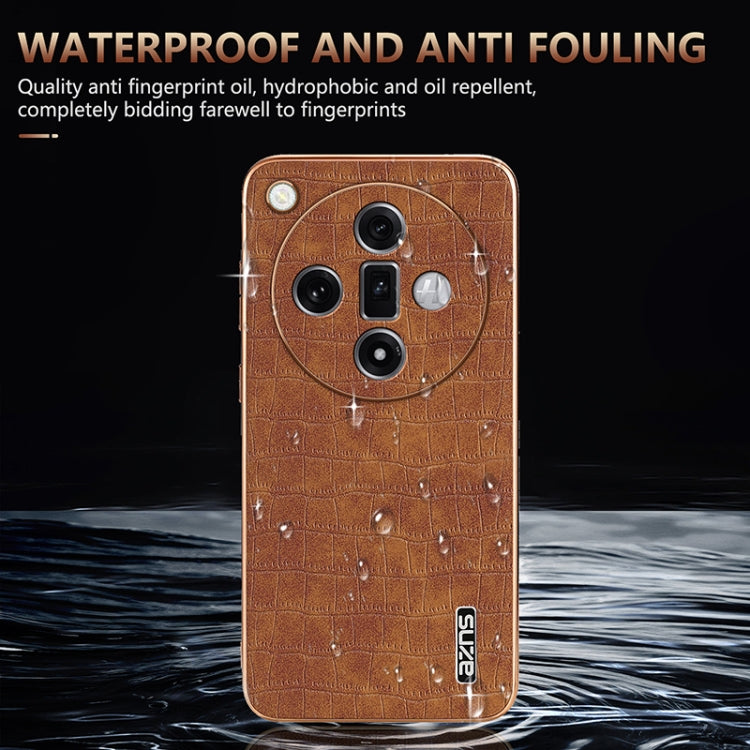 For OPPO Find X7 AZNS Electroplated Frame Crocodile Texture Full Coverage Phone Case(Black) - OPPO Cases by AZNS | Online Shopping UK | buy2fix