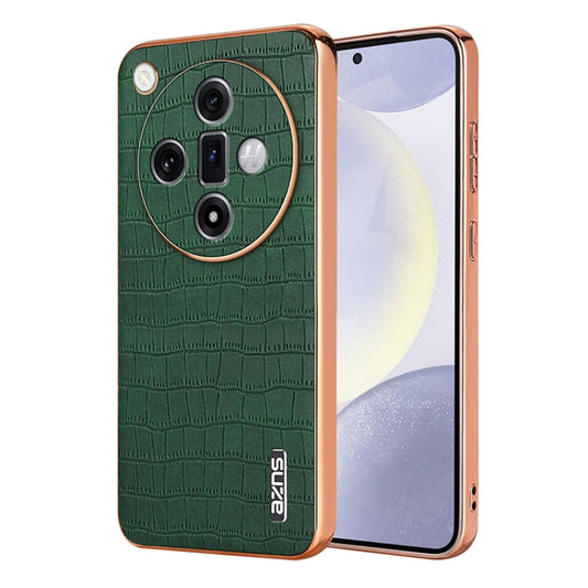 For OPPO Find X7 AZNS Electroplated Frame Crocodile Texture Full Coverage Phone Case(Green) - Find X7 Cases by AZNS | Online Shopping UK | buy2fix