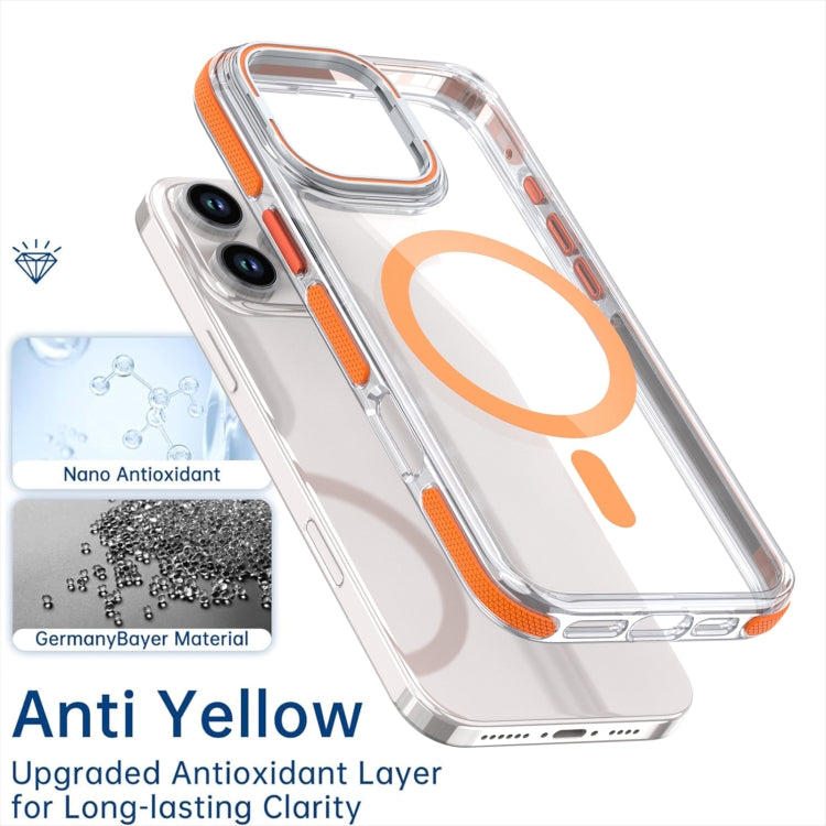 For iPhone 16 Dual-Color Clear Acrylic Hybrid TPU Lens Flip Holder MagSafe Phone Case(White) - iPhone 16 Cases by buy2fix | Online Shopping UK | buy2fix