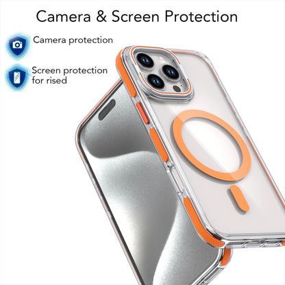 For iPhone 16 Dual-Color Clear Acrylic Hybrid TPU Lens Flip Holder MagSafe Phone Case(White) - iPhone 16 Cases by buy2fix | Online Shopping UK | buy2fix