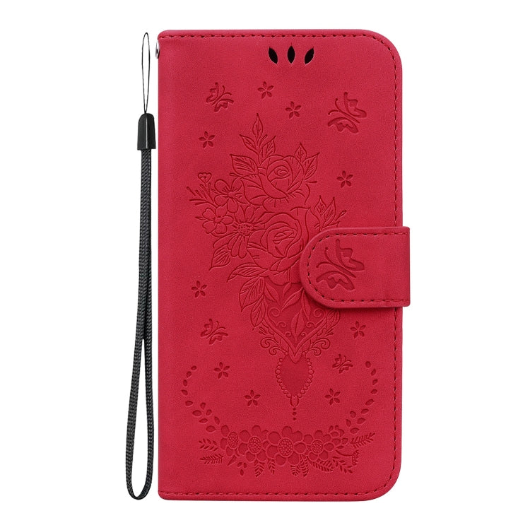 For Redmi K70 / K70 Pro Butterfly Rose Embossed Leather Phone Case(Red) - K70 Cases by buy2fix | Online Shopping UK | buy2fix