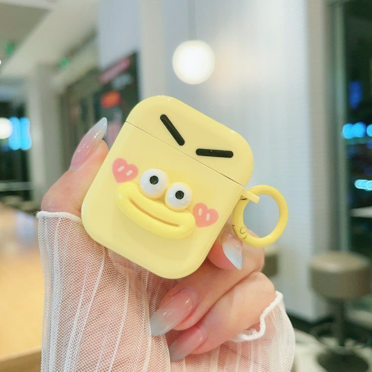 For AirPods 2 / 1 Fresh 3D Emoji Pattern Skin Feel Earbuds Box PC Case(Yellow) - For AirPods Pro 2 by buy2fix | Online Shopping UK | buy2fix