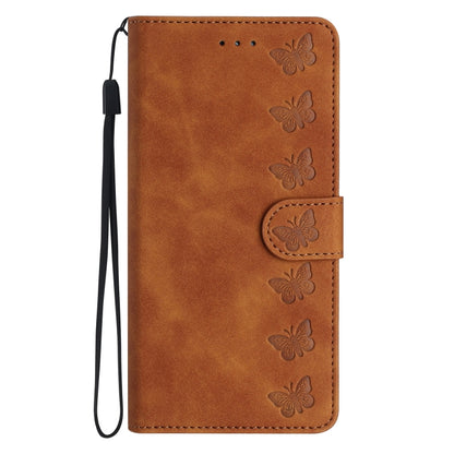 For Samsung Galaxy S25 Ultra 5G Seven Butterflies Embossed Leather Phone Case(Brown) - Galaxy S25 Ultra 5G Cases by buy2fix | Online Shopping UK | buy2fix