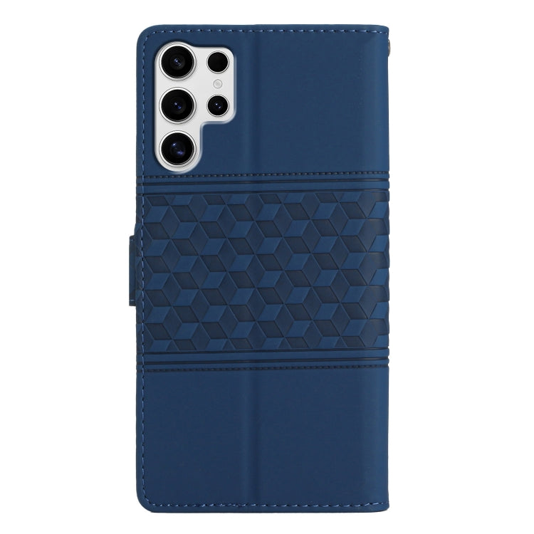 For Samsung Galaxy S25 Ultra 5G Diamond Embossed Skin Feel Leather Phone Case(Dark Blue) - Galaxy S25 Ultra 5G Cases by buy2fix | Online Shopping UK | buy2fix