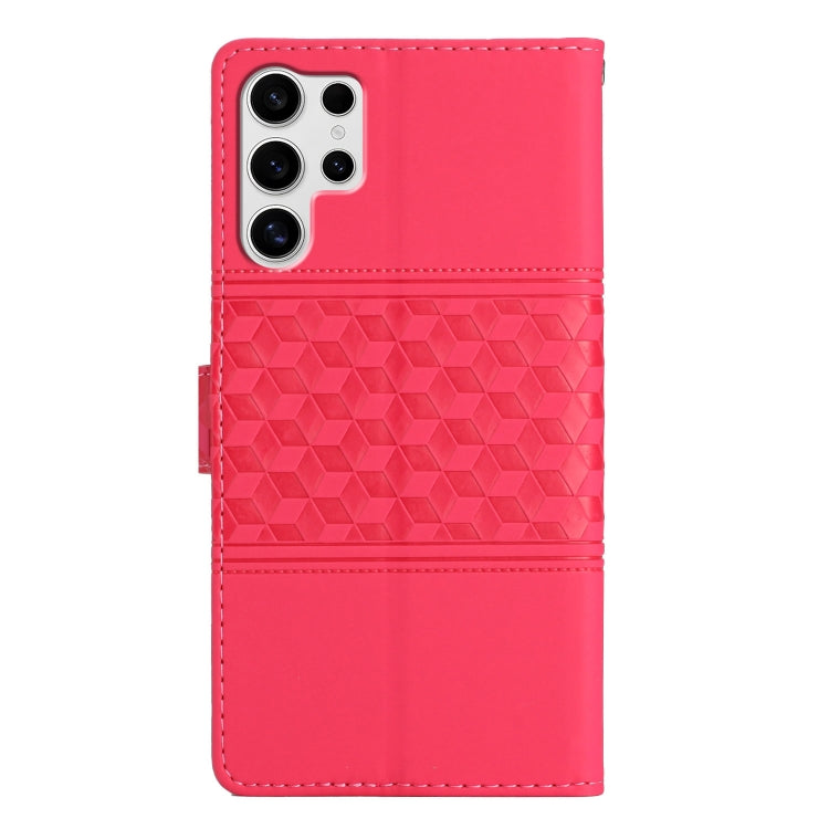 For Samsung Galaxy S25 Ultra 5G Diamond Embossed Skin Feel Leather Phone Case(Red) - Galaxy S25 Ultra 5G Cases by buy2fix | Online Shopping UK | buy2fix