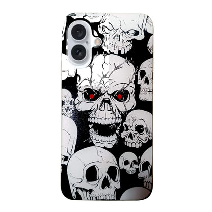 For iPhone 16 Colored Drawing Pattern TPU Phone Case(Skull) - iPhone 16 Cases by buy2fix | Online Shopping UK | buy2fix