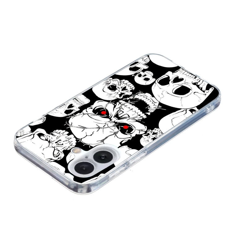 For iPhone 16 Colored Drawing Pattern TPU Phone Case(Skull) - iPhone 16 Cases by buy2fix | Online Shopping UK | buy2fix