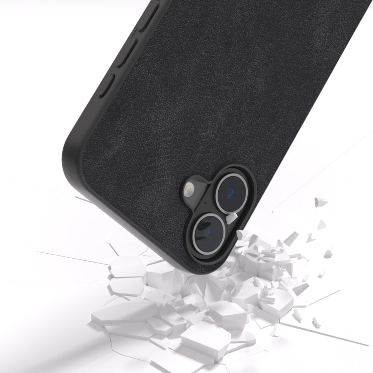 For iPhone 16 Black Frame PU Leather Full Coverage Phone Case(Black) - iPhone 16 Cases by buy2fix | Online Shopping UK | buy2fix