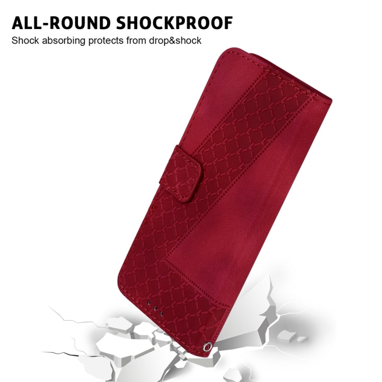 For Samsung Galaxy S25 Ultra 5G Seven-shaped Embossed Leather Phone Case(Red) - Galaxy S25 Ultra 5G Cases by buy2fix | Online Shopping UK | buy2fix