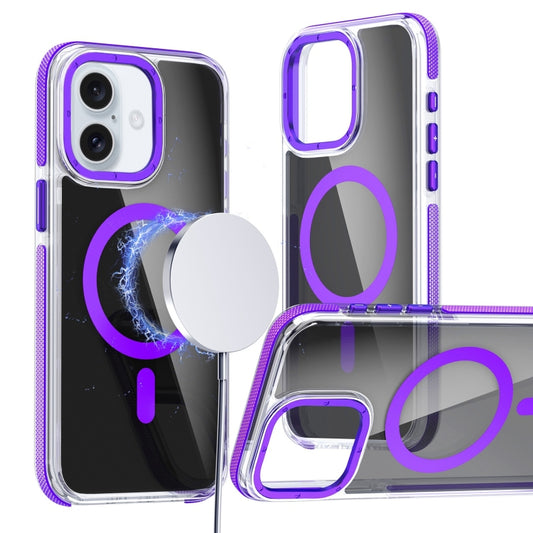 For iPhone 16 Plus Magsafe Dual-Color Transparent Black Full Coverage Phone Case(Purple) - iPhone 16 Plus Cases by buy2fix | Online Shopping UK | buy2fix