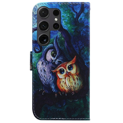 For Samsung Galaxy S25 Ultra 5G Coloured Drawing Flip Leather Phone Case(Oil Painting Owl) - Galaxy S25 Ultra 5G Cases by buy2fix | Online Shopping UK | buy2fix