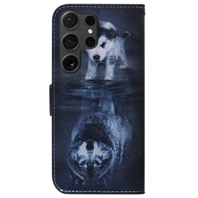 For Samsung Galaxy S25 Ultra 5G Coloured Drawing Flip Leather Phone Case(Wolf and Dog) - Galaxy S25 Ultra 5G Cases by buy2fix | Online Shopping UK | buy2fix