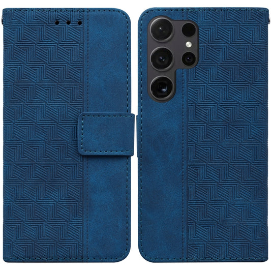 For Samsung Galaxy S25 Ultra 5G Geometric Embossed Leather Phone Case(Blue) - Galaxy S25 Ultra 5G Cases by buy2fix | Online Shopping UK | buy2fix