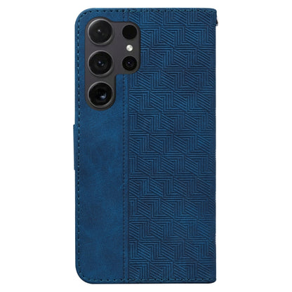 For Samsung Galaxy S25 Ultra 5G Geometric Embossed Leather Phone Case(Blue) - Galaxy S25 Ultra 5G Cases by buy2fix | Online Shopping UK | buy2fix