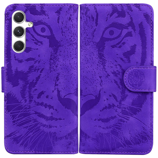 For Samsung Galaxy S25 5G Tiger Embossing Pattern Flip Leather Phone Case(Purple) - Galaxy S25 5G Cases by buy2fix | Online Shopping UK | buy2fix