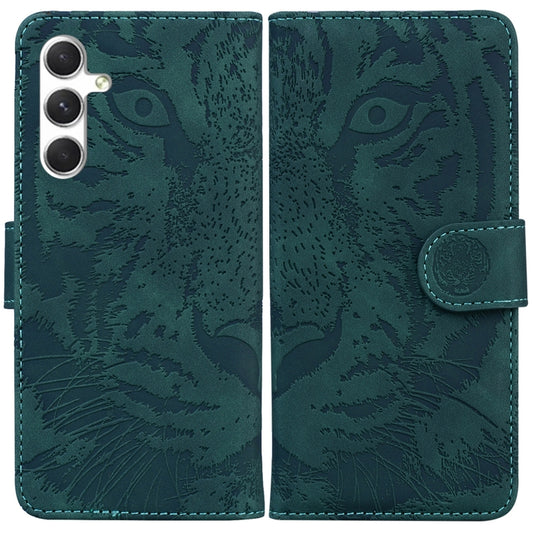 For Samsung Galaxy S25+ 5G Tiger Embossing Pattern Flip Leather Phone Case(Green) - Galaxy S25+ 5G Cases by buy2fix | Online Shopping UK | buy2fix