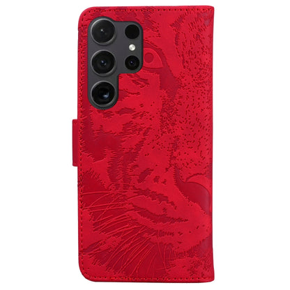 For Samsung Galaxy S25 Ultra 5G Tiger Embossing Pattern Flip Leather Phone Case(Red) - Galaxy S25 Ultra 5G Cases by buy2fix | Online Shopping UK | buy2fix