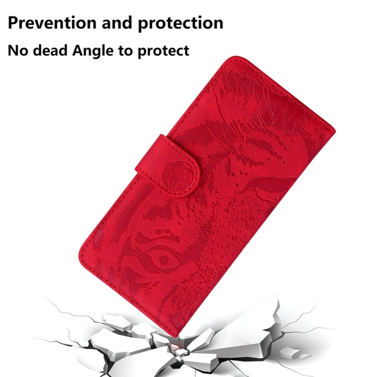 For Samsung Galaxy S25 Ultra 5G Tiger Embossing Pattern Flip Leather Phone Case(Red) - Galaxy S25 Ultra 5G Cases by buy2fix | Online Shopping UK | buy2fix