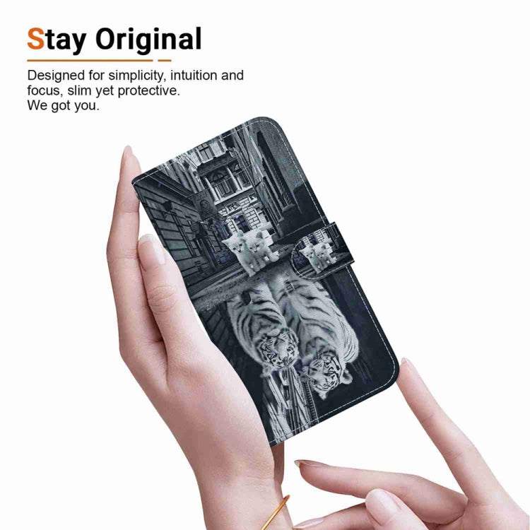 For Samsung Galaxy S25 Ultra 5G Crystal Texture Colored Drawing Leather Phone Case(Cat Tiger Reflection) - Galaxy S25 Ultra 5G Cases by buy2fix | Online Shopping UK | buy2fix