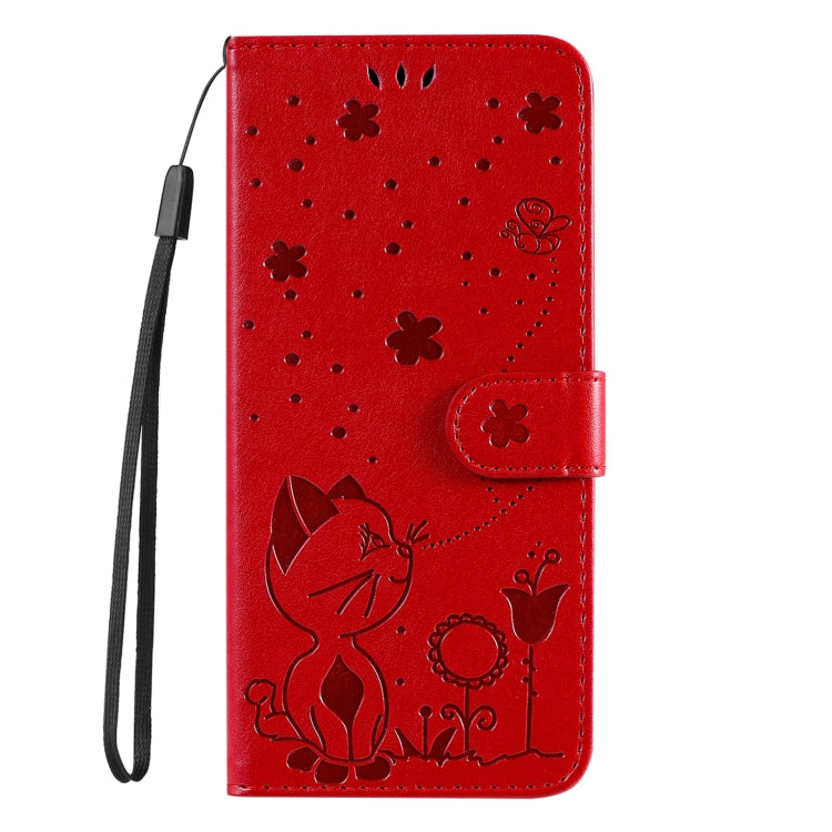 For Samsung Galaxy S25 Ultra 5G Cat and Bee Embossed Flip Leather Phone Case(Red) - Galaxy S25 Ultra 5G Cases by buy2fix | Online Shopping UK | buy2fix