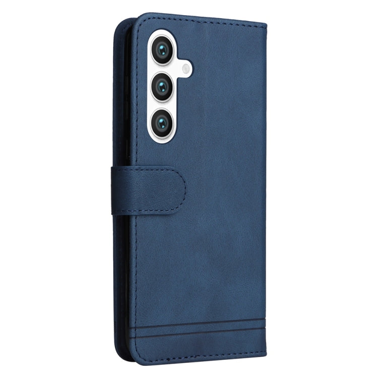 For Samsung Galaxy S25 5G Skin Feel Life Tree Metal Button Leather Phone Case(Blue) - Galaxy S25 5G Cases by buy2fix | Online Shopping UK | buy2fix