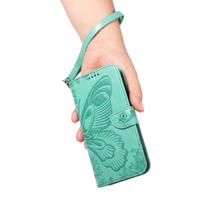 For Samsung Galaxy S25 Ultra 5G Swallowtail Butterfly Embossed Leather Phone Case(Green) - Galaxy S25 Ultra 5G Cases by buy2fix | Online Shopping UK | buy2fix